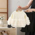 Girls' faux mink two-piece sweater set -  autumn/winter new collection - baby girl crewneck sweater and pants outfit