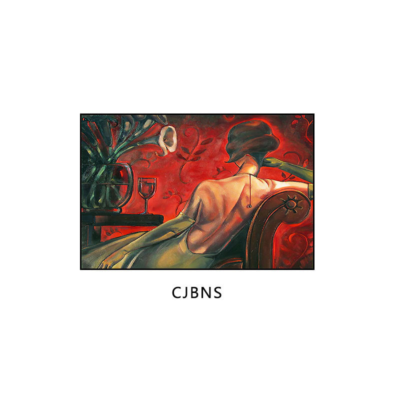 Industrial style bar decorative painting American retro beautiful woman oil painting ktv box hanging painting western restaurant cafe mural