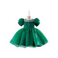 Girls' court-style short dress, toddler princess dress, puff sleeve tulle tutu, little host performance outfit