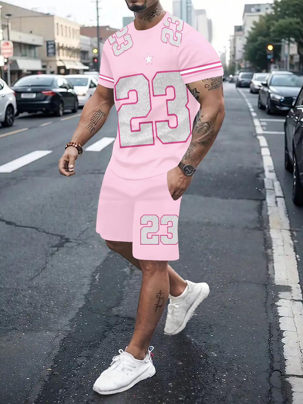 Men's casual sports set - short sleeve & shorts - summer hot seller - cross-border fashion - two-piece leisure outfit