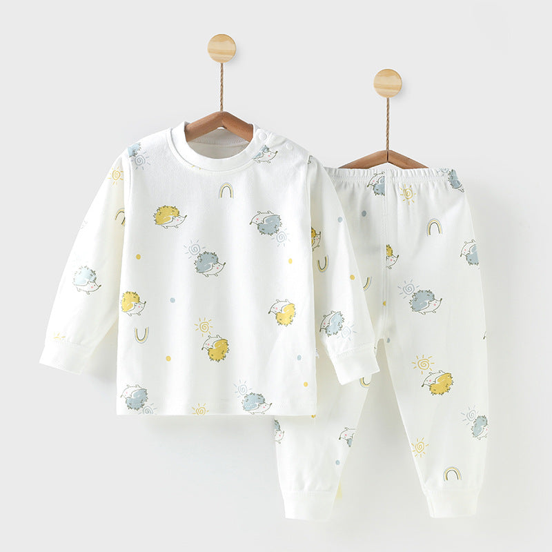 Wholesale autumn/winter baby thermal underwear sets for boys and girls, pure cotton newborn infant home wear - dropshipping available