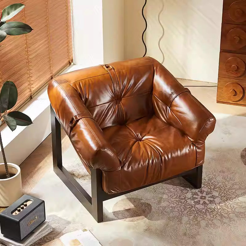 Medieval style solid wood single chair sofa balcony lazy lounge chair american casual chair oil wax cigar bar chair b&b chair chair
