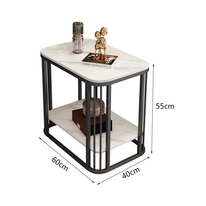 Italian light luxury modern slate side table small coffee table balcony living room for home small apartment casual suspended double-layer tea table