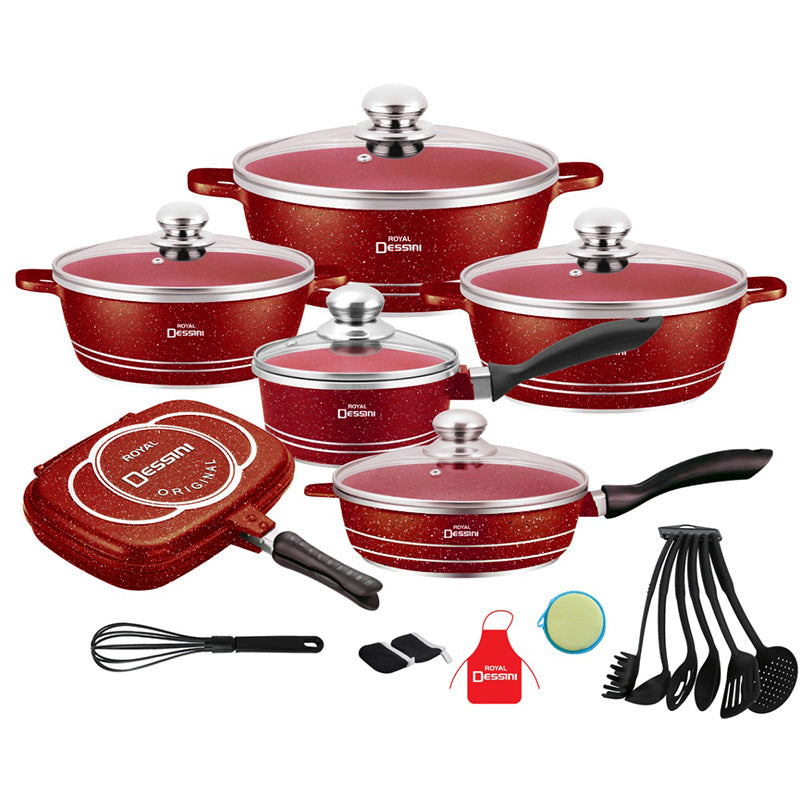 aluminum pot 23-piece set for home kitchen non-stick pot cooking pot suit die-cast soup pot wholesale