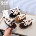 Vancahao kids cotton shoes winternew arrivalgirlsmoke plussheep fur shoes soft bottomretro bean shoes