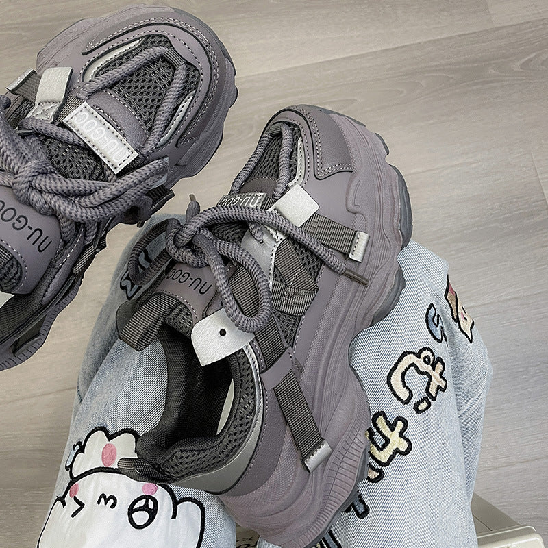2026 new women's chunky sneakers: trendy dad shoes, platform, height increasing, slimming, versatile casual athletic shoes, lightweight student shoes