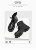 Men's martin boots: british style black high-top leather shoes, new mid-top motorcycle boots, fleece-lined warm height-increasing leather boots