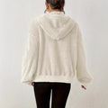 women's casual hooded fleece jacket warm long sleeve outerwear - minimalist style hooded zip-up jacket