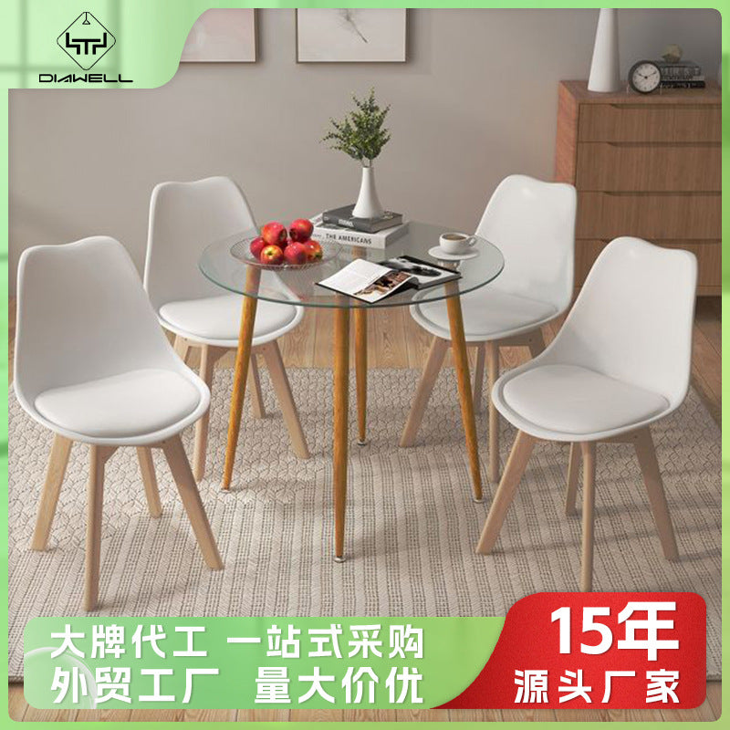 Tempered glass dining table and chairs transparent rectangular dining table glass dining table