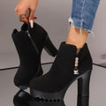 fall/winter new arrival: women's plus-size fleece-lined heeled ankle boots - wholesale available, dropshipping to  &  (0.5cm heel height difference)