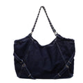 Autumn new arrival: large capacity denim tote bag - british style student school bag, shoulder bag, niche trendy handbag