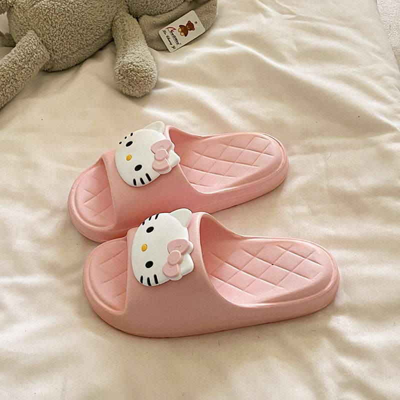 Cute hello kitty slippers for women, eva material, non-slip, odor-resistant, outdoor wearable, home use, new summer style, lightweight, high-value design for students