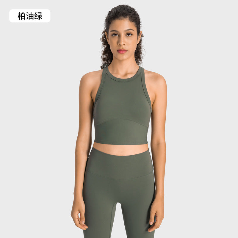 High-stretch yoga capris with built-in bra and shockproof sports top - professional training yoga fitness set for women