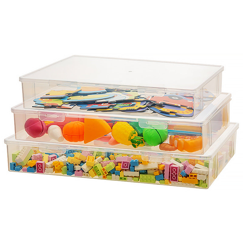 Plastic box with lid Rectangle Lego building block storage Organizing box Children's toys Transparent plastic storage box