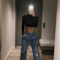 European and american style women's base layer top,  fall/winter new arrival, long sleeve turtleneck cropped sexy slim-fit undershirt