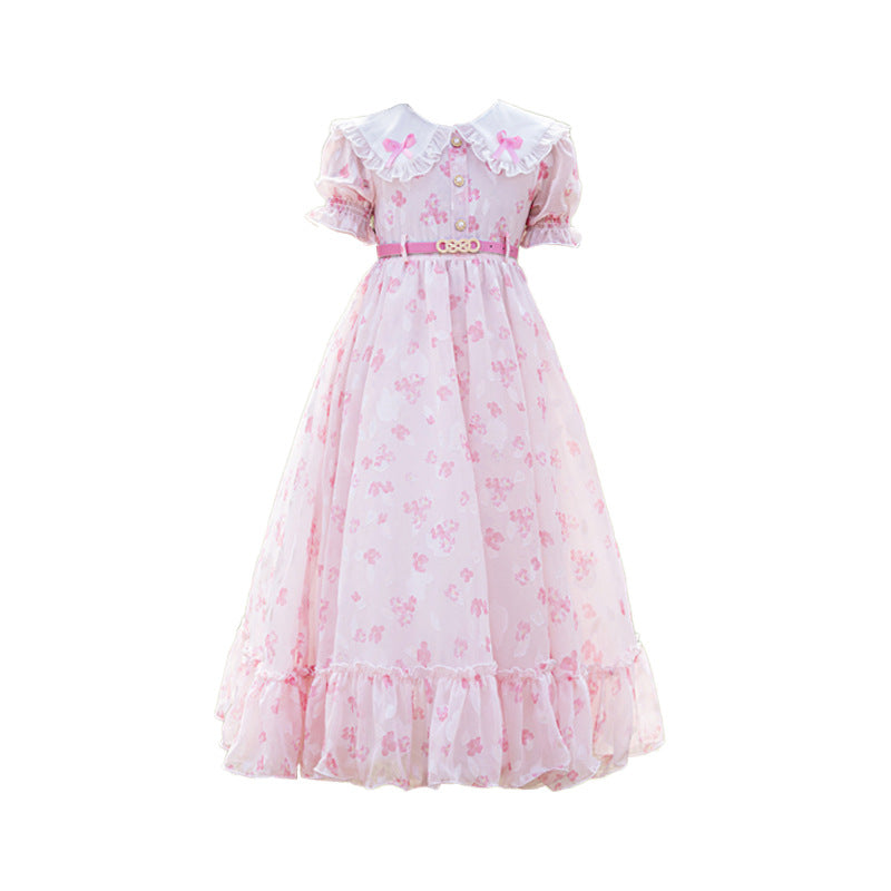 Hot-selling girls' dresses in stock: new  chiffon summer collection - stylish and chic short-sleeve dresses for girls