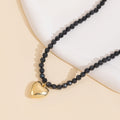 Black beaded necklace wholesale - european & american cross-border metal heart pendant geometric unique fashion trend heart necklace