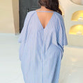 European and american women's clothing  autumn new sweet and fresh loose plus size striped v-neck short sleeve dress maxi dress