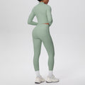 Cropped zip-up yoga set: high-waisted, butt-lifting leggings with pockets - perfect for running, fitness, and casual wear