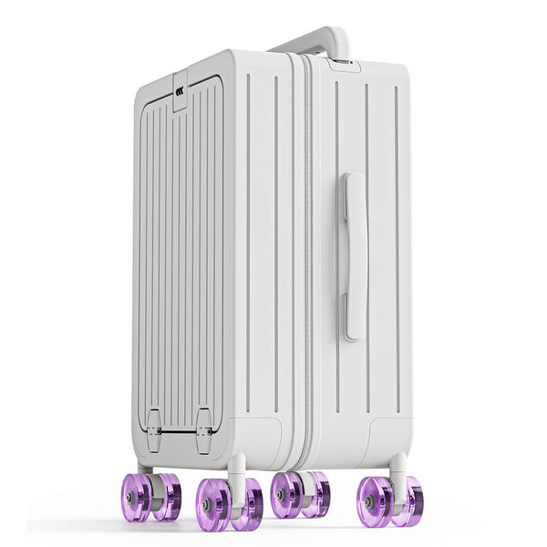 Wide tie rod one-button front open 20-inch suitcase Steel bearing Jelly wheel suitcase Multifunctional password trolley case