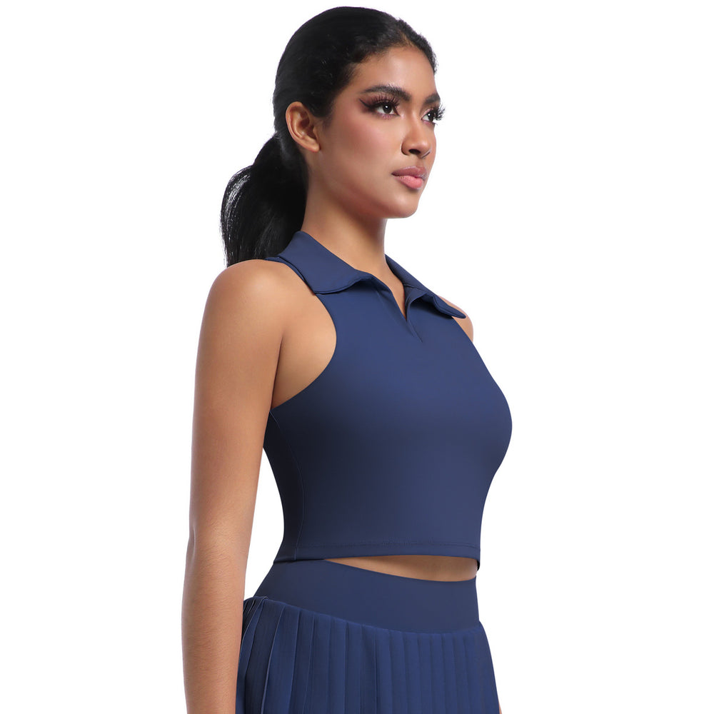 Naked feeling tight sports vest polo lapel sweatshirts yoga tops women's outdoor running tennis fitness wear