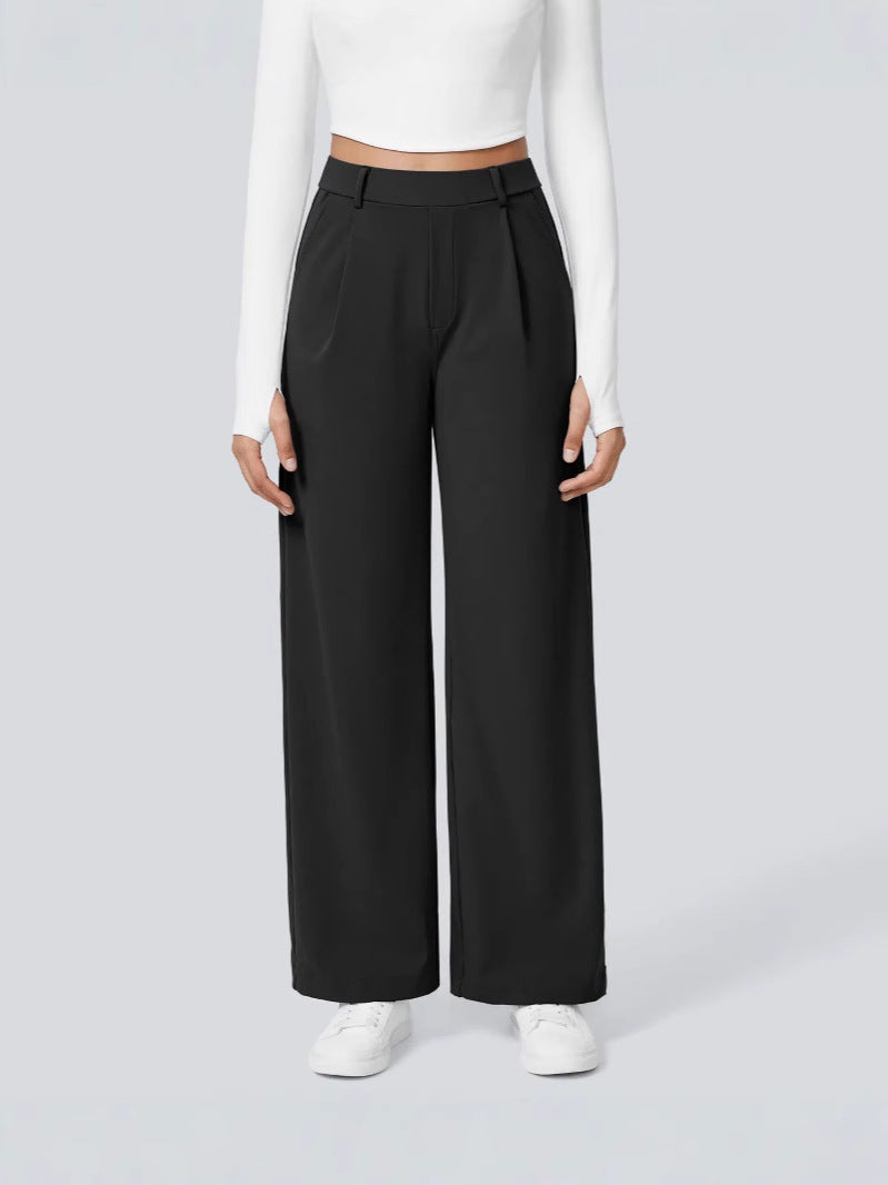 Amazon 2025 autumn new women's cross-border fashion casual solid color pocket loose fit suit pants - versatile and stylish