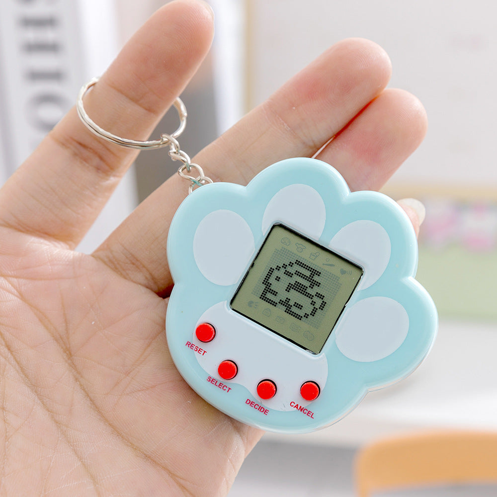 cartoon cat paw game console toy - cute & creative mini electronic pet machine keychain charm for kids