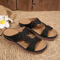 plus size women's shoes  new arrivalfashion flower wedge thick bottom sandals women's stitching retro one-line slippers for women