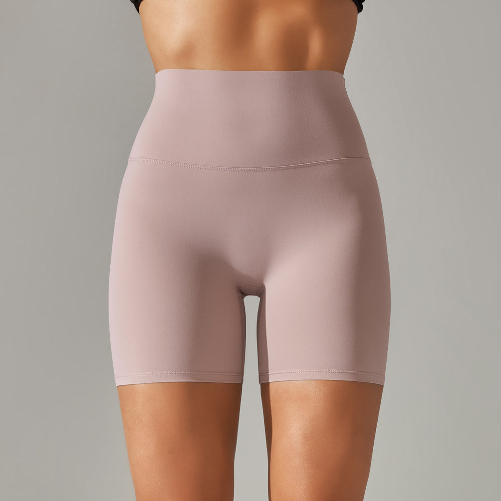 Spring/summer new solid color yoga shorts - double-sided brushed, high-waisted, stretchy, activewear, fitness, 3/4 length yoga pants for women