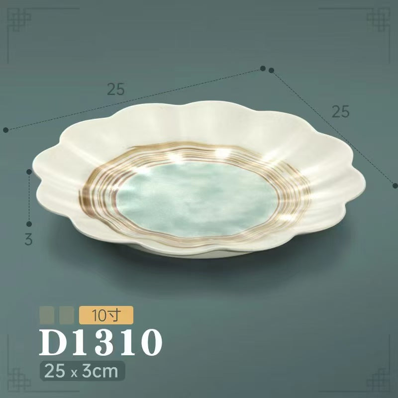 Melamine hot pot side dish plate beef plate imitation porcelain sushi plate korean style barbecue dish plate palace style hotel bowl and dish suit