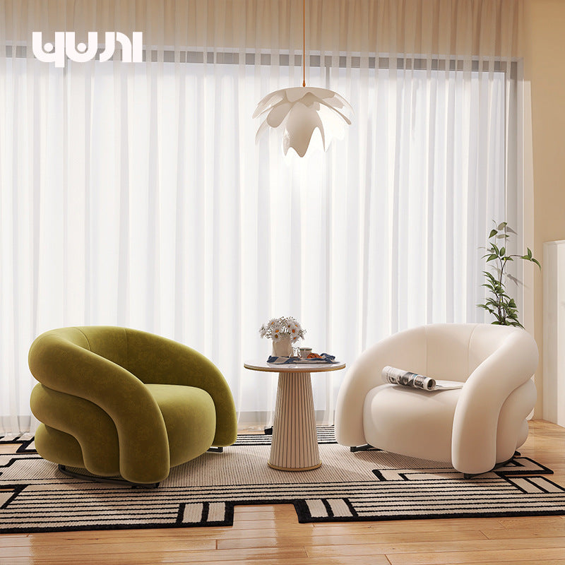 Cream furniture single sofa chair lazy internet celebrity style single chair small apartment balcony designer casual chair for home