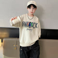spring new boys' casual oversized drop shoulder pumpkin letter print long sleeve sweatshirt (sizes for mid-to-large children)