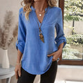 spring/summer european and american cross-border e-commerce new women's casual loose plus size v-neck solid color shirt