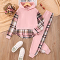 Children's long-sleeved plaid hooded suit
