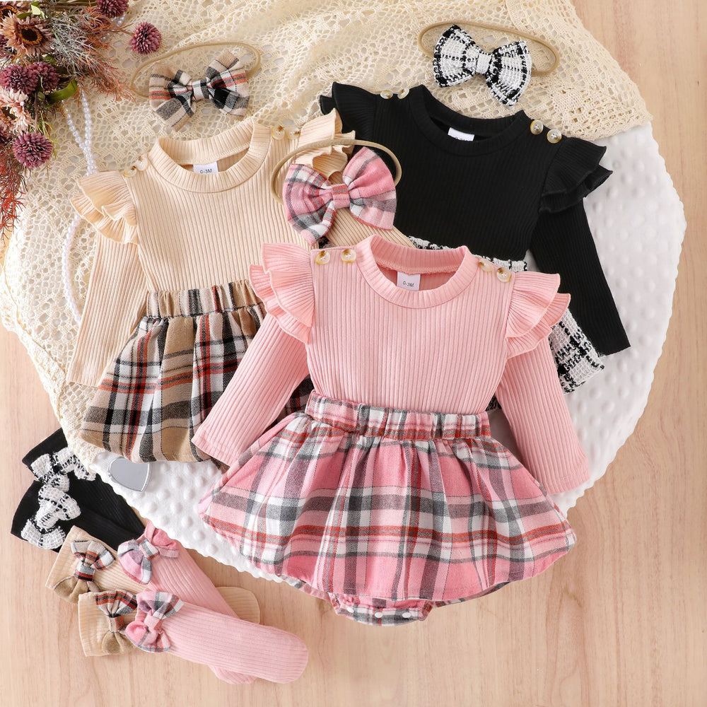 Children's clothingexportfashion cross-border children's clothinglong sleeves pit plaid dress