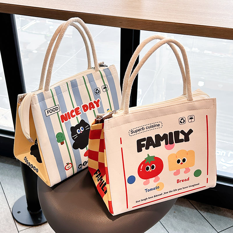 Cute bento bag, student office workers go out to bring meals, lunch bag, thickened thermal insulation bag, large-capacity portable lunch box bag