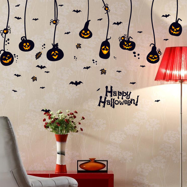 Halloween wall sticker horror elf jack-o-lantern wall sticker window sticker pvc bedroom decoration sticker SK9094