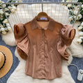 Korean style puff sleeve breathable & skin-friendly blouse - women's  spring collection: relaxed fit, designer touch, versatile & chic workwear top