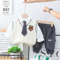 Boys' preppy sweater vest spring/autumn outfit - stylish and casual three-piece set for little gentlemen