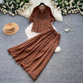 French chic embroidered blouse and high-waisted midi skirt two-piece set - women's summer commute style, slimming and elegant outfit