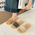 Summer new arrival: faux straw flat sandals - bohemian style lightweight beach slippers - women's sandals in stock