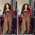 European and american style african digital print robe and cape set with printed loose wide-leg pants and belt - special offer