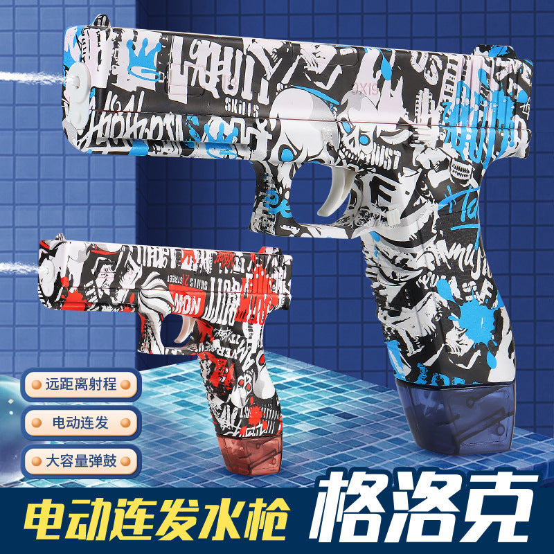 graffiti electric glock continuous water gun charging large capacity summer beach outdoor kids water gun toy