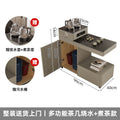 Beige/tea-making model, left door (rock slab countertop + water kettle + teapot + waste water bucket + power strip + bluetooth speaker)