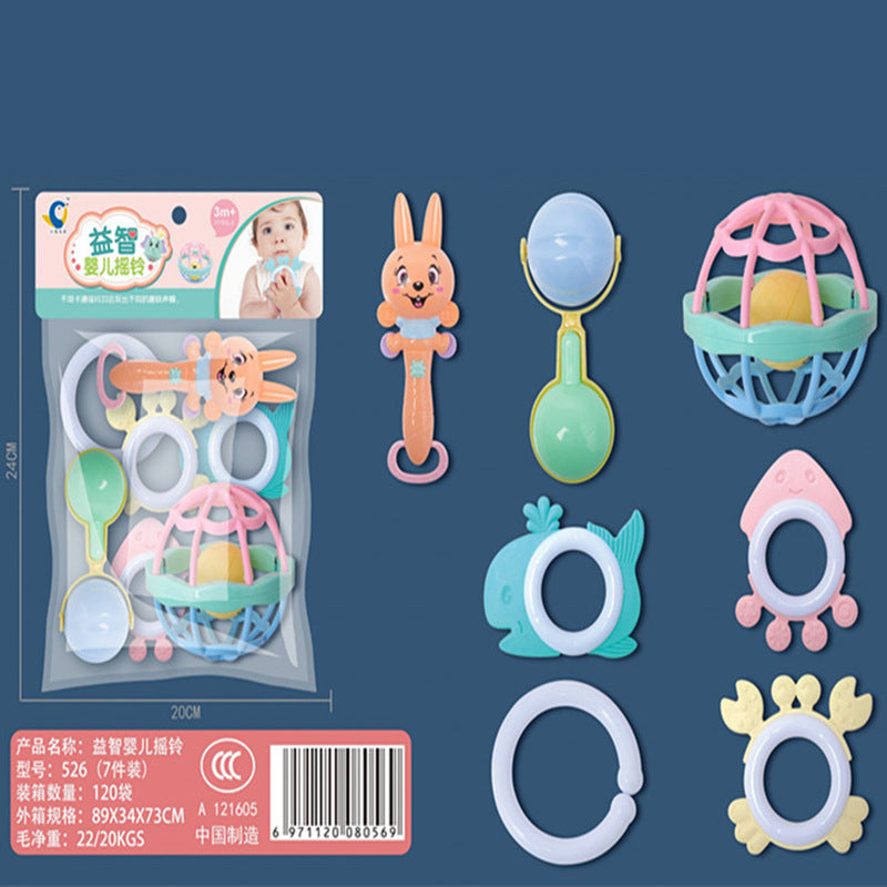 Cross-border Export South East Asia Baby Rattle Hand Rattle Bag Newborn Baby Toys Teeth Chewing Glue Rattle Gifts
