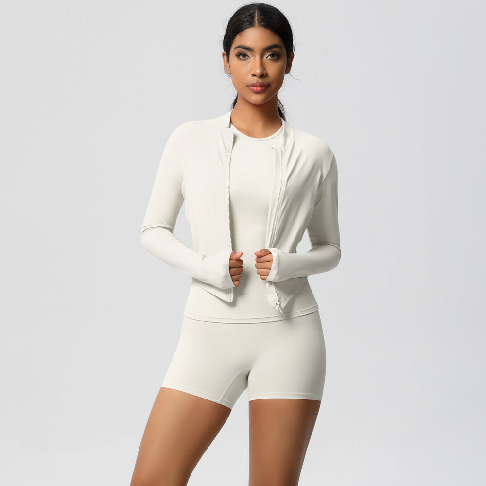 New arrival: barely-there brushed solid color outerwear with casual yoga set - perfect for outdoor running, sports, and fitness (3-piece set)