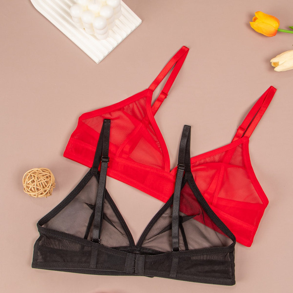 french sexy transparent three-point women's bra small breast mesh intimates hot girl ultra-thin style