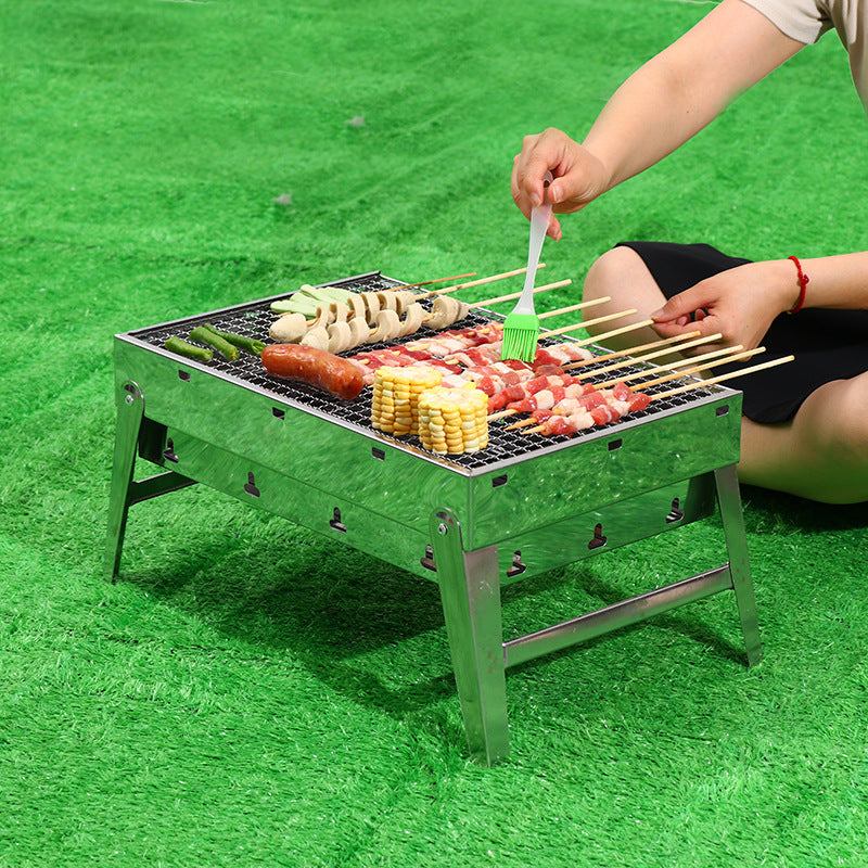 Zibo bbq grill - smokeless outdoor & indoor stainless steel bbq grill - foldable charcoal grill for bbq & tea brewing