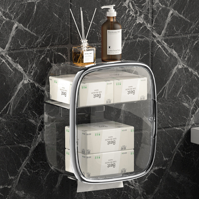 Bathroom toilet paper box toilet tissue box paper box waterproof wall-mounted punch-free storage rack roll paper box
