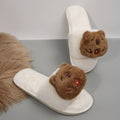 Slippers cotton slippers women's capibala bouquet winter fur slippers indoor and outdoor home large size one word heattech cotton slippers